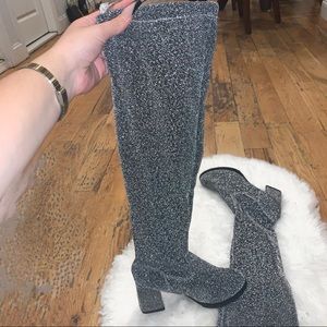 SILVER OVER KNEE HIGH BOOTS